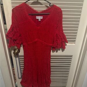 Seventh Avenue medium red dress, quarter length flared sleeves,great for holiday